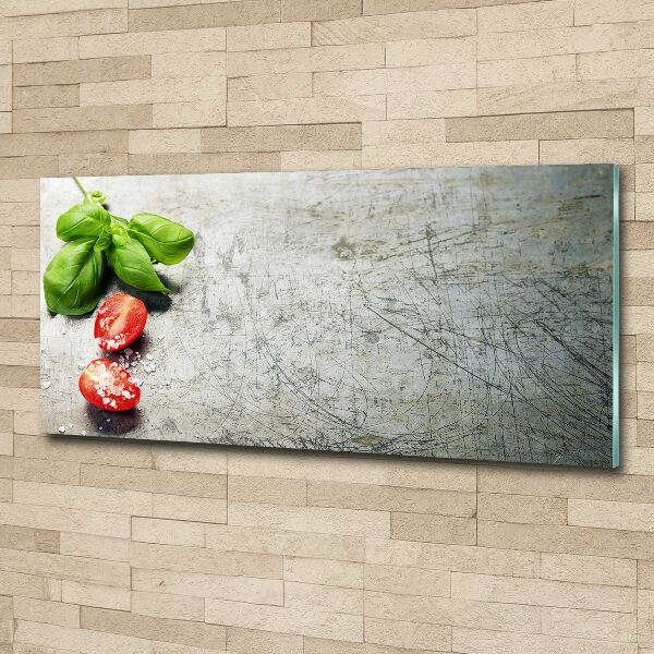 Foto auf Acryl Tomaten und Basilikum