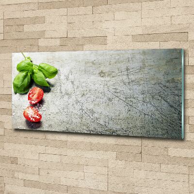 Foto auf Acryl Tomaten und Basilikum