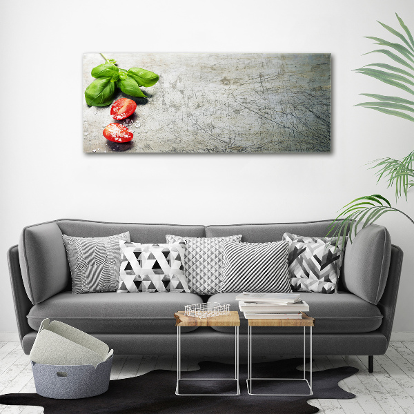 Foto auf Acryl Tomaten und Basilikum