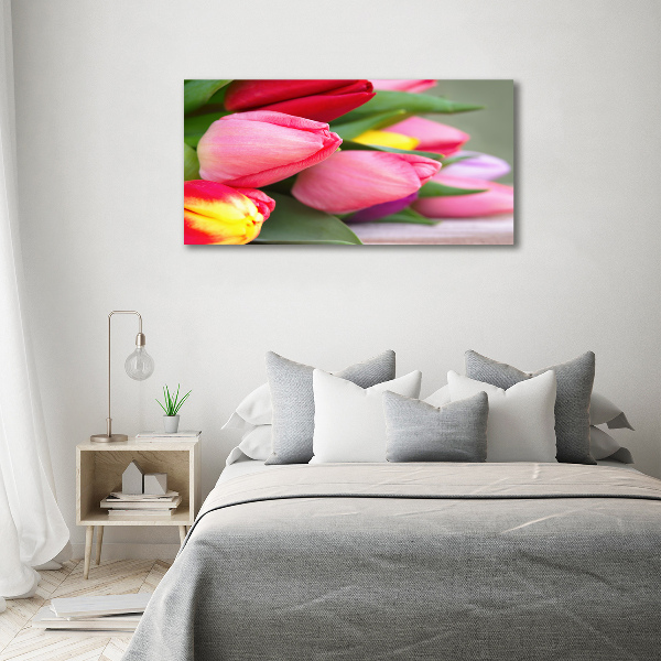 Acrylbild Fotodruck Bunte Tulpen