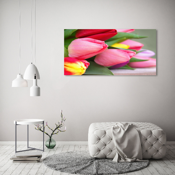 Acrylbild Fotodruck Bunte Tulpen