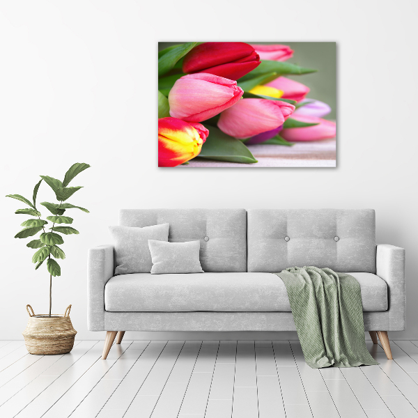 Acrylbild Fotodruck Bunte Tulpen