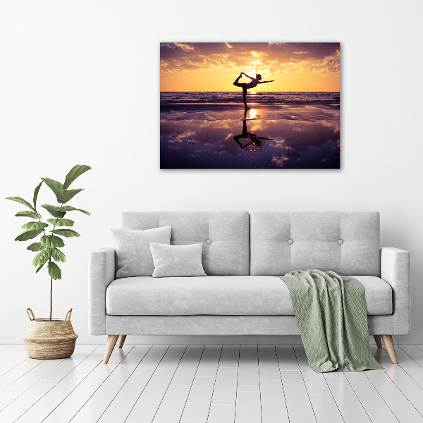 Acrylbild Fotodruck Yoga am Strand