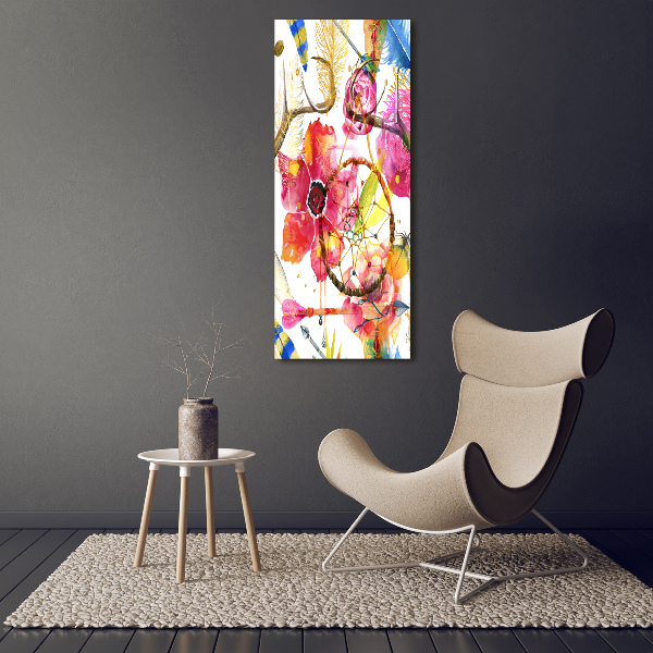 Acrylbild vertikal Blumen im Boho-Stil