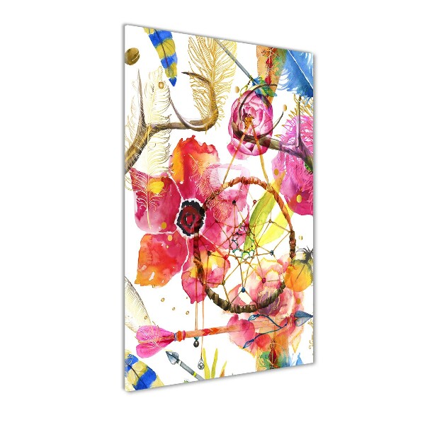 Acrylbild vertikal Blumen im Boho-Stil