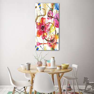 Acrylbild vertikal Blumen im Boho-Stil