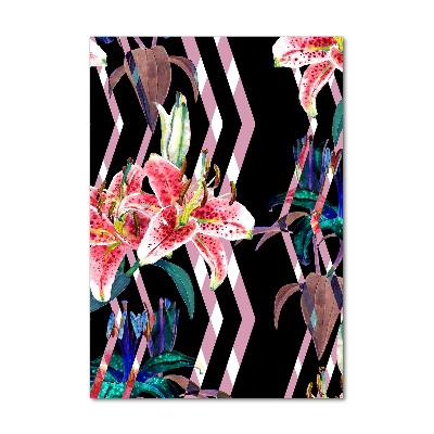 Bild auf Acrylglas vertikal Lilien im Hintergrund