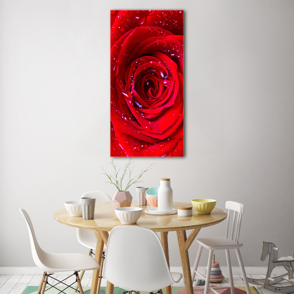 Modernes Acrylbild vertikal Rote Rose