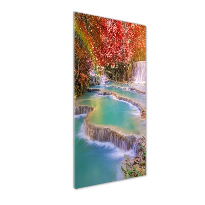 Plexiglasbilder vertikal Wasserfall im Herbst
