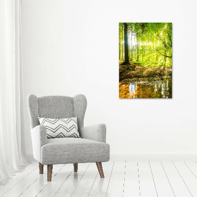 Modernes Acrylbild vertikal Die Sonne im Wald
