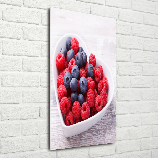 Bild auf Acrylglas vertikal Himbeeren und Blaubeeren