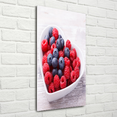 Bild auf Acrylglas vertikal Himbeeren und Blaubeeren