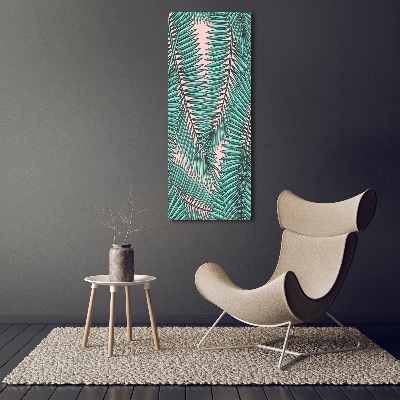 Modernes Acrylbild vertikal Palmenblätter