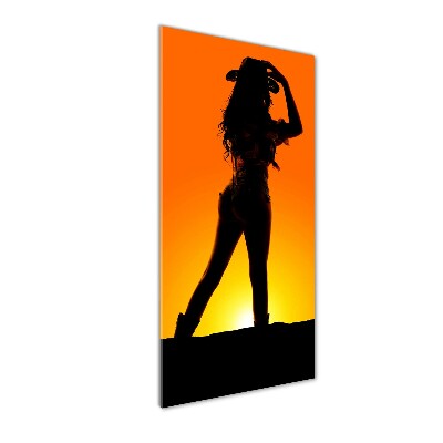 Bild auf Acrylglas vertikal Cowgirl-Silhouette