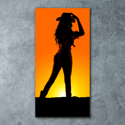 Bild auf Acrylglas vertikal Cowgirl-Silhouette