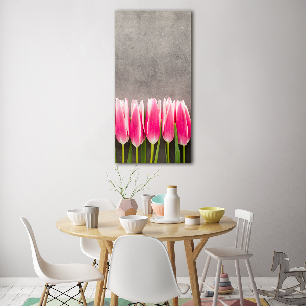Modernes Acrylbild vertikal Rosa Tulpen