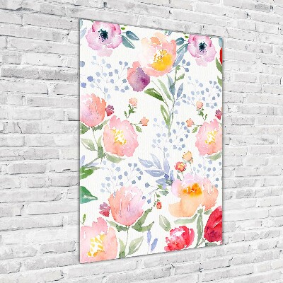 Modernes Acrylbild vertikal Mohnblumen