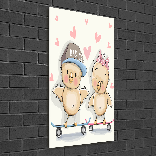 Plexiglasbilder vertikal Skateboard-Hühner