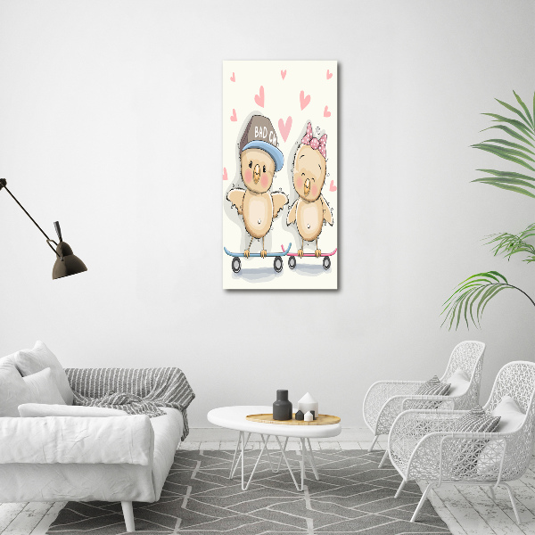 Plexiglasbilder vertikal Skateboard-Hühner