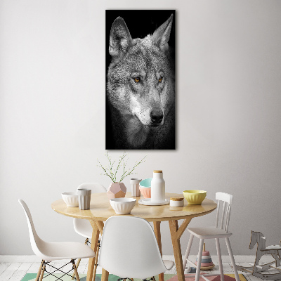 Modernes Acrylbild vertikal Porträt eines Wolfes