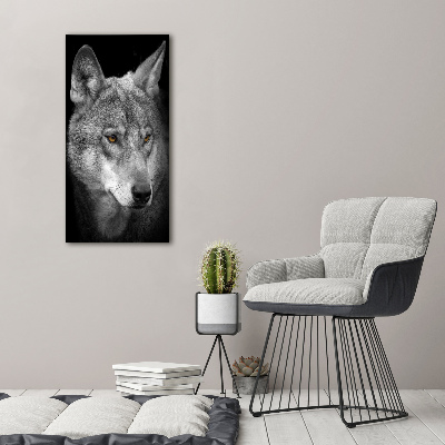 Modernes Acrylbild vertikal Porträt eines Wolfes