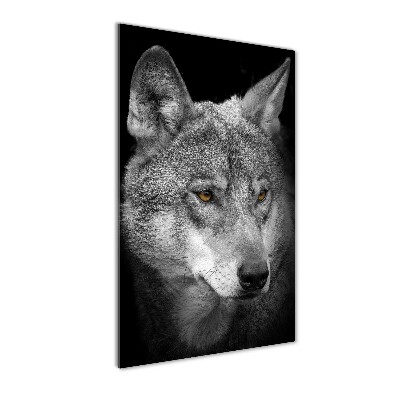Modernes Acrylbild vertikal Porträt eines Wolfes