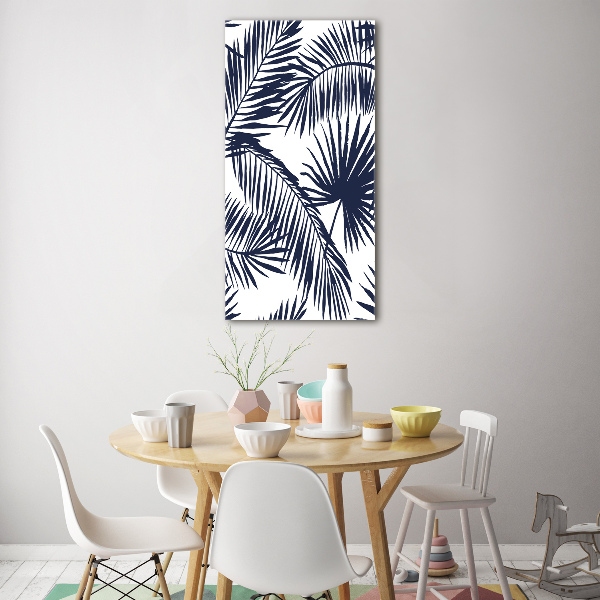 Acrylbild vertikal Palmenblätter