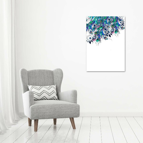 Bild auf Acrylglas vertikal Pfauenfedern