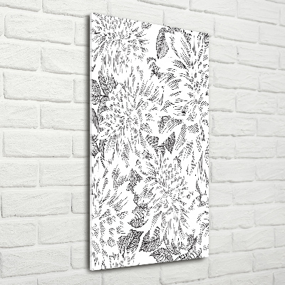 Modernes Acrylbild vertikal Pfingstrosen