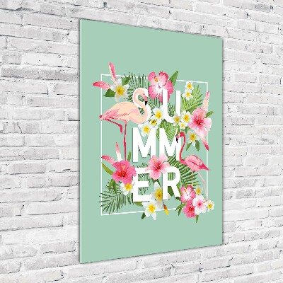 Acrylbild vertikal Urlaub und Flamingos