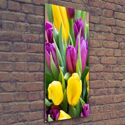 Bild auf Acrylglas vertikal Bunte Tulpen