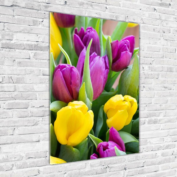 Bild auf Acrylglas vertikal Bunte Tulpen