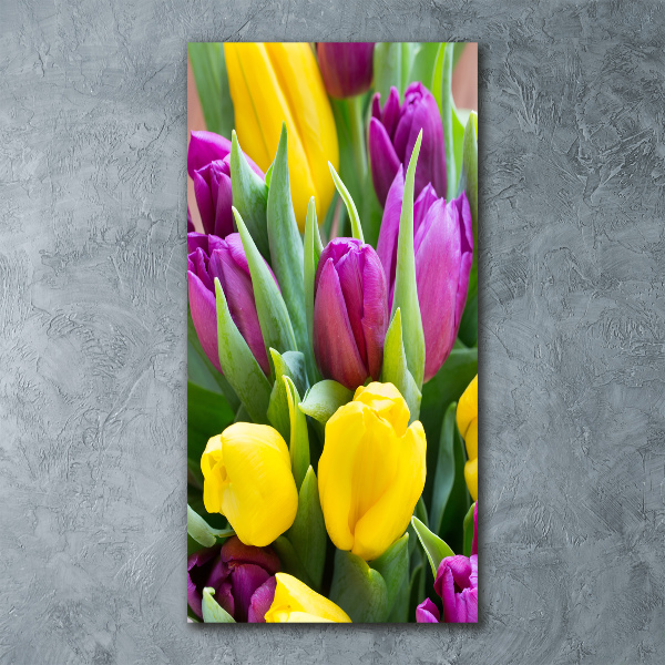 Bild auf Acrylglas vertikal Bunte Tulpen