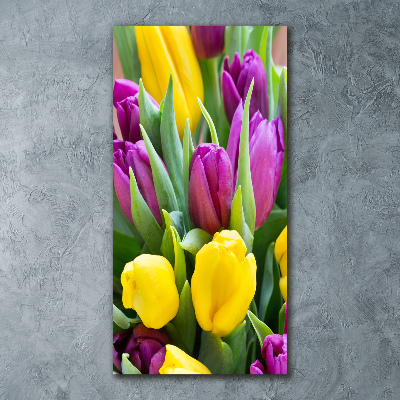 Bild auf Acrylglas vertikal Bunte Tulpen