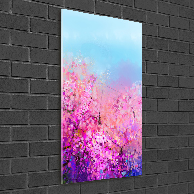 Modernes Acrylbild vertikal Kirschblüten
