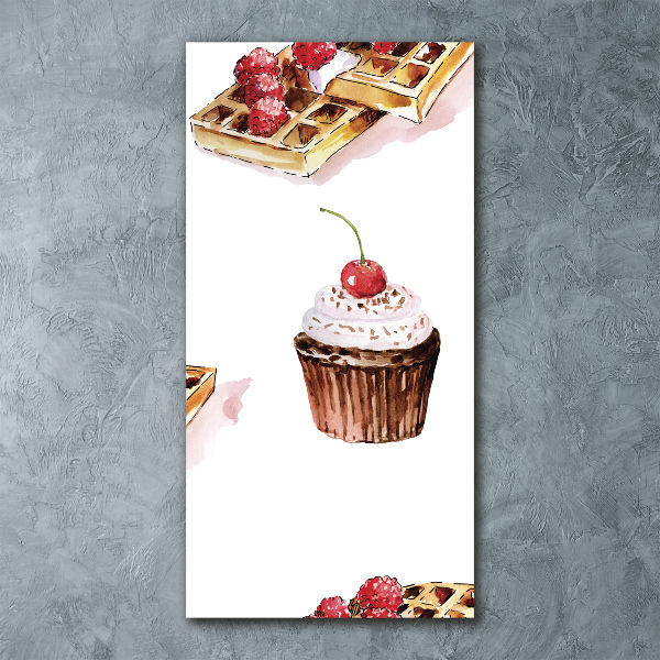 Acrylbild vertikal Muffins und Waffeln