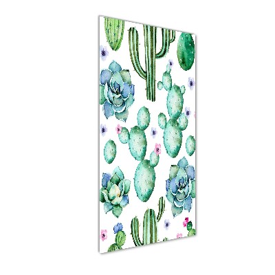 Modernes Acrylbild vertikal Kakteen