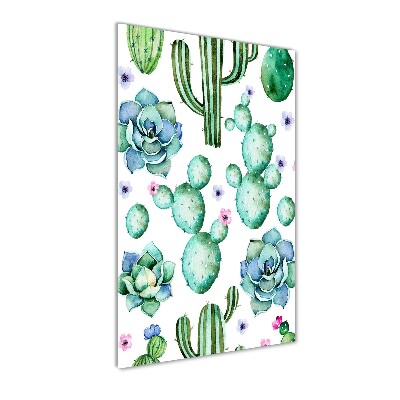 Modernes Acrylbild vertikal Kakteen