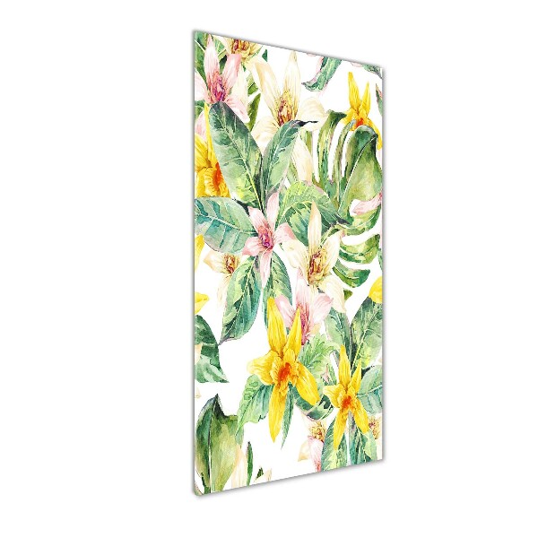 Acrylbild vertikal Tropische Blumen