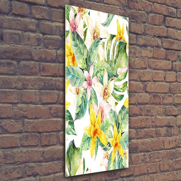 Acrylbild vertikal Tropische Blumen