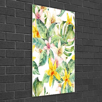 Acrylbild vertikal Tropische Blumen