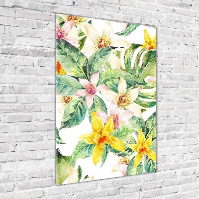 Acrylbild vertikal Tropische Blumen