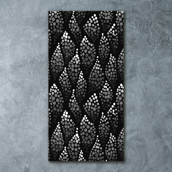 Modernes Acrylbild vertikal Schwarze und weiße Punkte