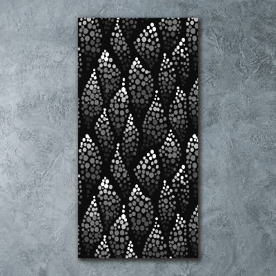 Modernes Acrylbild vertikal Schwarze und weiße Punkte