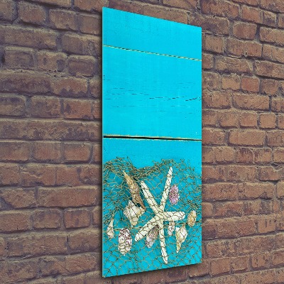 Modernes Acrylbild vertikal Muscheln und Seesterne