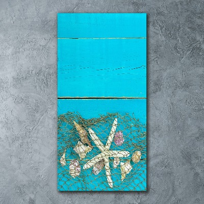 Modernes Acrylbild vertikal Muscheln und Seesterne