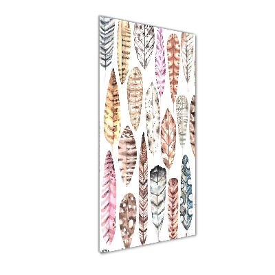 Acrylbild vertikal Bunte Federn