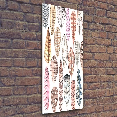 Acrylbild vertikal Bunte Federn