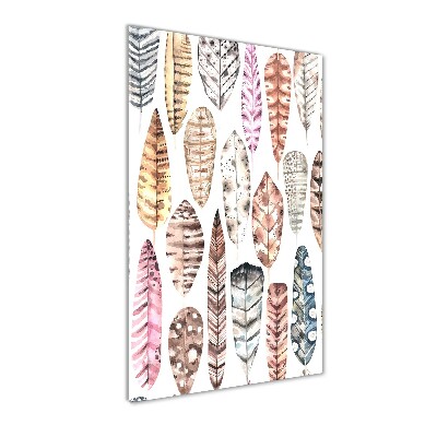 Acrylbild vertikal Bunte Federn