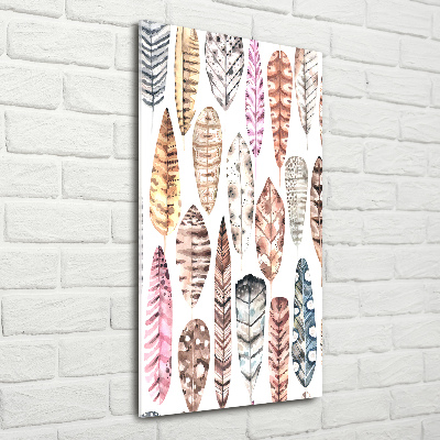 Acrylbild vertikal Bunte Federn